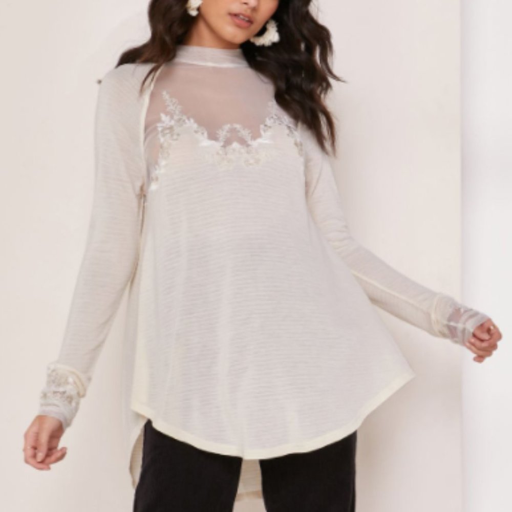 🍰 free people saheli top in ecru